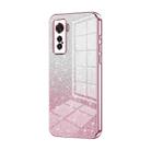 For vivo iQOO 5 Gradient Glitter Powder Electroplated Phone Case(Pink) - 1