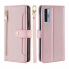 For TCL 20s / 20 5G / 20L / 20L+ Lite Sheep Texture Cross-body Zipper Wallet Leather Phone Case(Pink) - 1