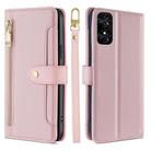For TCL 50 SE 4G Sheep Texture Cross-body Zipper Wallet Leather Phone Case(Pink) - 1