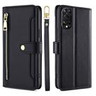 For TCL 505 4G Sheep Texture Cross-body Zipper Wallet Leather Phone Case(Black) - 1