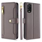 For TCL 505 4G Sheep Texture Cross-body Zipper Wallet Leather Phone Case(Grey) - 1