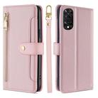 For TCL 505 4G Sheep Texture Cross-body Zipper Wallet Leather Phone Case(Pink) - 1
