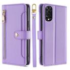 For TCL 505 4G Sheep Texture Cross-body Zipper Wallet Leather Phone Case(Purple) - 1