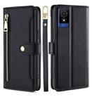 For TCL 501 4G Sheep Texture Cross-body Zipper Wallet Leather Phone Case(Black) - 1