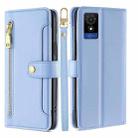 For TCL 501 4G Sheep Texture Cross-body Zipper Wallet Leather Phone Case(Blue) - 1