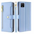 For TCL 502 Sheep Texture Cross-body Zipper Wallet Leather Phone Case(Blue) - 1