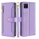 For TCL 502 Sheep Texture Cross-body Zipper Wallet Leather Phone Case(Purple) - 1