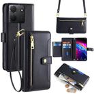 For TCL 503 4G Sheep Texture Cross-body Zipper Wallet Leather Phone Case(Black) - 1