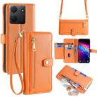 For TCL 503 4G Sheep Texture Cross-body Zipper Wallet Leather Phone Case(Orange) - 1