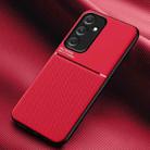 For Samsung Galaxy A55 Classic Tilt Strip Grain Magnetic Shockproof PC + TPU Phone Case(Red) - 1