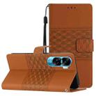 For Honor 90 Lite Diamond Embossed Skin Feel Leather Phone Case(Brown) - 1