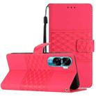 For Honor 90 Lite Diamond Embossed Skin Feel Leather Phone Case(Red) - 1