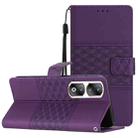 For Honor 90 Pro Diamond Embossed Skin Feel Leather Phone Case(Purple) - 1