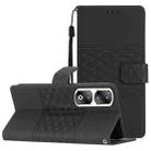 For Honor 90 Pro Diamond Embossed Skin Feel Leather Phone Case(Black) - 1