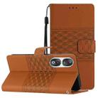 For Honor 90 Diamond Embossed Skin Feel Leather Phone Case(Brown) - 1