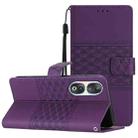 For Honor 90 Diamond Embossed Skin Feel Leather Phone Case(Purple) - 1