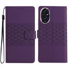 For Honor 200 Pro Diamond Embossed Skin Feel Leather Phone Case(Purple) - 1