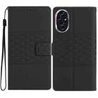 For Honor 200 Pro Diamond Embossed Skin Feel Leather Phone Case(Black) - 1