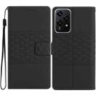 For Honor 200 Lite Global Diamond Embossed Skin Feel Leather Phone Case(Black) - 1