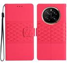 For Honor Magic7 Pro Diamond Embossed Skin Feel Leather Phone Case(Red) - 1