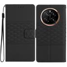 For Honor Magic7 Diamond Embossed Skin Feel Leather Phone Case(Black) - 1