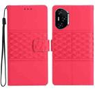For Honor 400 Pro Global 160.8mm Diamond Embossed Skin Feel Leather Phone Case(Red) - 1