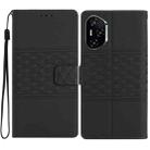 For Honor 400 Pro Global 160.8mm Diamond Embossed Skin Feel Leather Phone Case(Black) - 1