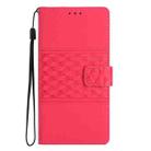 For Honor 400 Lite Global Diamond Embossed Skin Feel Leather Phone Case(Red) - 2