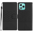 For Honor 400 Lite Global Diamond Embossed Skin Feel Leather Phone Case(Black) - 1