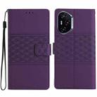 For Honor 400 Global 156.5mm Diamond Embossed Skin Feel Leather Phone Case(Purple) - 1
