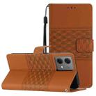 For Motorola Moto G84 5G Diamond Embossed Skin Feel Leather Phone Case(Brown) - 1