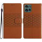 For Motorola Edge 50 5G Diamond Embossed Skin Feel Leather Phone Case(Brown) - 1