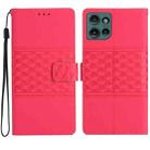 For Motorola Edge 50 5G Diamond Embossed Skin Feel Leather Phone Case(Red) - 1