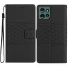 For Motorola Edge 50 5G Diamond Embossed Skin Feel Leather Phone Case(Black) - 1