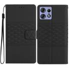 For Motorola Edge 50 Pro Diamond Embossed Skin Feel Leather Phone Case(Black) - 1