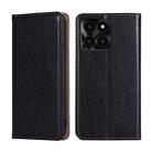 For Honor X6a 4G Gloss Oil Solid Color Magnetic Leather Phone Case(Black) - 1