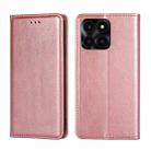 For Honor X6a 4G Gloss Oil Solid Color Magnetic Leather Phone Case(Rose Gold) - 1