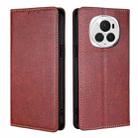 For Honor Magic6 Pro Gloss Oil Solid Color Magnetic Leather Phone Case(Brown) - 1