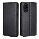 For Honor 200 5G Gloss Oil Solid Color Magnetic Leather Phone Case(Black) - 1