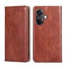 For OnePlus Nord CE3 5G Gloss Oil Solid Color Magnetic Leather Phone Case(Brown) - 1