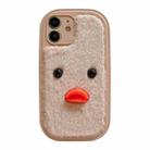 For iPhone 11 Plush Black Eyes Duck TPU Phone Case(Khaki) - 1