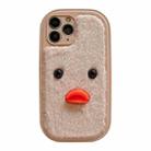 For iPhone 11 Pro Max Plush Black Eyes Duck TPU Phone Case(Khaki) - 1