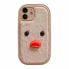 For iPhone 12 Plush Black Eyes Duck TPU Phone Case(Khaki) - 1