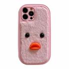 For iPhone 12 Pro Plush Black Eyes Duck TPU Phone Case(Pink) - 1