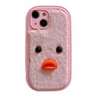 For iPhone 14 Plush Black Eyes Duck TPU Phone Case(Pink) - 1