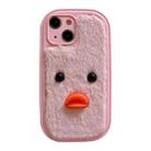 For iPhone 15 Plus Plush Black Eyes Duck TPU Phone Case(Pink) - 1