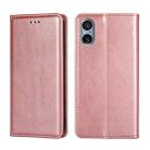 For Sony Xperia 5 V Gloss Oil Solid Color Magnetic Leather Phone Case(Rose Gold) - 1