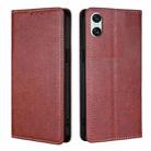 For Sony Xperia 10 VI Gloss Oil Solid Color Magnetic Leather Phone Case(Brown) - 1