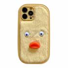 For iPhone 15 Pro Max Plush White Eyes Duck TPU Phone Case(Yellow) - 1