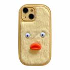 For iPhone 15 Plus Plush White Eyes Duck TPU Phone Case(Yellow) - 1